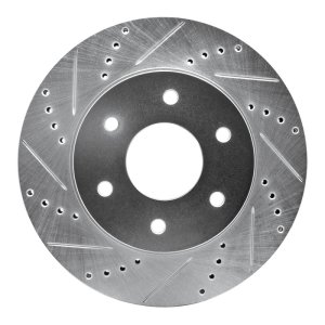Infiniti QX56 Brake Rotor (1) - Front Left - R1 Concepts - Drilled & Slotted - Silver - `04-`05